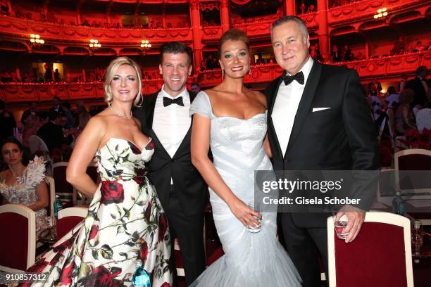 Thomas Rupprath and his wife Urte Rupprath, Franziska van Almsick and her partner Juergen B. Harder during the Semper Opera Ball 2018 at Semperoper...