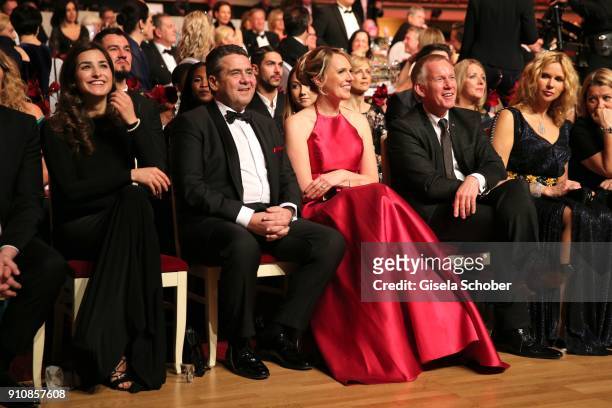 Johannes B. Kerner introduces his girlfriend Laura Schilling to Sigmar Gabriel and his wife Anke Stadler during the Semper Opera Ball 2018 at...