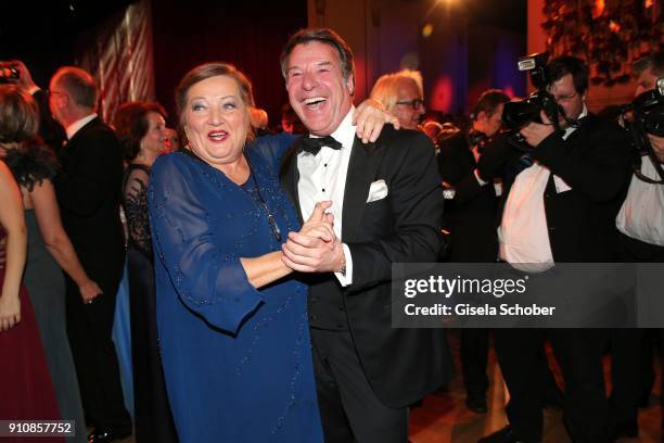 Marianne Saegebrecht and Patrick Lindner dance during the Semper Opera Ball 2018 at Semperoper on January 26, 2018 in Dresden, Germany.