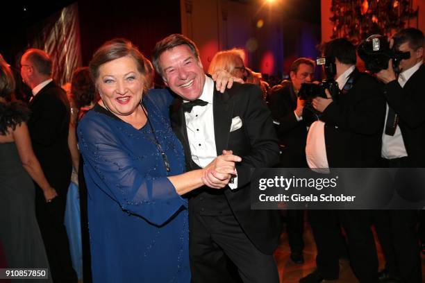 Marianne Saegebrecht and Patrick Lindner dance during the Semper Opera Ball 2018 at Semperoper on January 26, 2018 in Dresden, Germany.