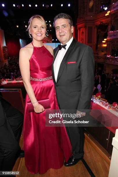 Sigmar Gabriel and his wife Anke Stadler during the Semper Opera Ball 2018 at Semperoper on January 26, 2018 in Dresden, Germany.