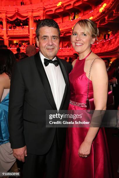 Minister Sigmar Gabriel and his wife Anke Stadler during the Semper Opera Ball 2018 at Semperoper on January 26, 2018 in Dresden, Germany.