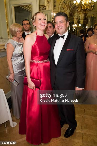 German foreign minister Sigmar Gabriel and his wife Anke Stadler during the Semper Opera Ball 2018 at Semperoper on January 26, 2018 in Dresden,...