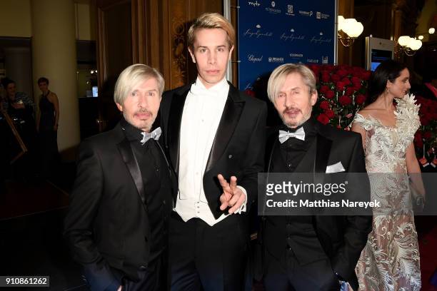 Arnold Wess, Florian Wess and Oskar Wess during the Semper Opera Ball 2018 at Semperoper on January 26, 2018 in Dresden, Germany.