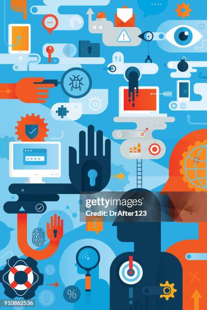 cyber security concept vertical - threat intelligence stock illustrations