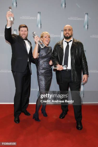 Matthias Walter and Abdelkarim Zemhoute pose with their award during the German Television Award at Palladium on January 26, 2018 in Cologne, Germany.