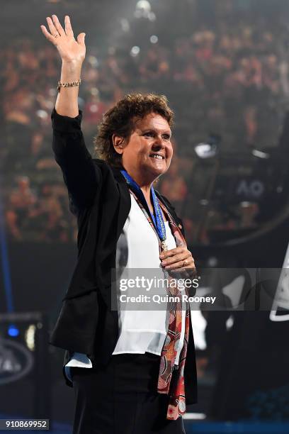 Australia Day Honours List recipient Evonne Goolagong Cawley poses for a photo with her Companion in the General Division of the Order of Australia...