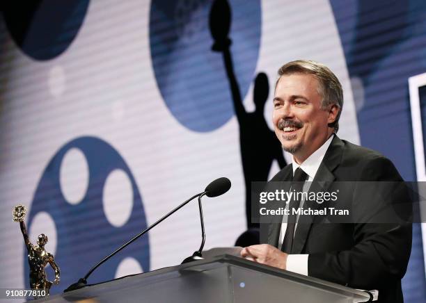 Vince Gilligan speaks onstage during the 68th Annual ACE Eddie Awards held at The Beverly Hilton Hotel on January 26, 2018 in Beverly Hills,...