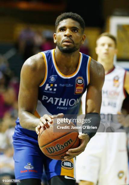 Perrin Buford of the Bullets in action during the round 16 NBL match between the Brisbane Bullets and the Adelaide 36ers at Brisbane Convention &...