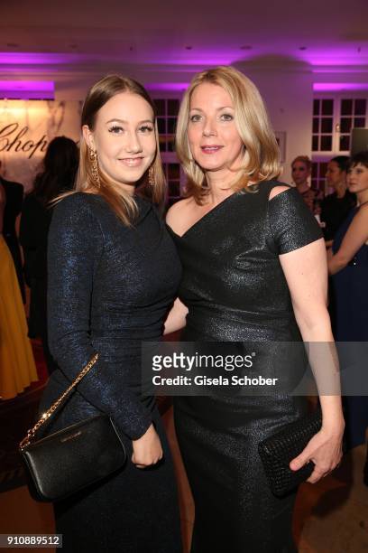 Annalena Kaiser and her mother Silvia Kaiser, daughter and wife of Roland Kaiser ,during the Semper Opera Ball 2018 reception at Hotel...