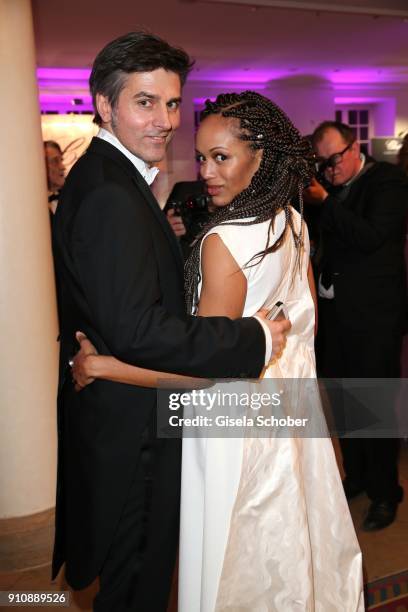 Milka Loff Fernandes and her husband Robert Irschara during the Semper Opera Ball 2018 reception at Hotel Taschenbergpalais near Semperoper on...