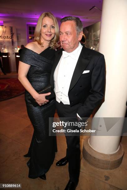 Roland Kaiser and his wife Silvia Kaiser during the Semper Opera Ball 2018 reception at Hotel Taschenbergpalais near Semperoper on January 26, 2018...