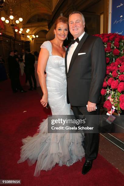 Franziska van Almsick and her partner Juergen B. Harder during the Semper Opera Ball 2018 at Semperoper on January 26, 2018 in Dresden, Germany.