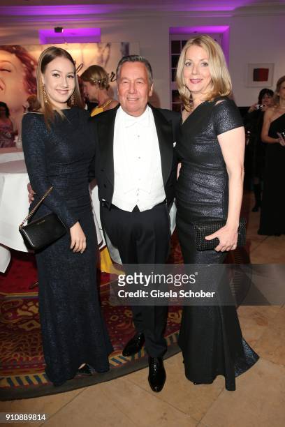 Roland Kaiser and his daughter Annalena Kaiser and his wife Silvia Kaiser during the Semper Opera Ball 2018 reception at Hotel Taschenbergpalais near...