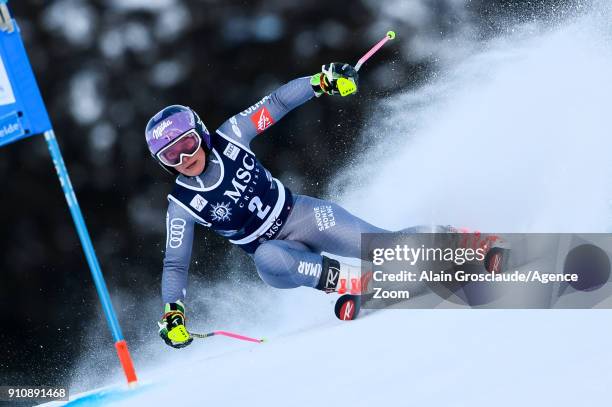 Tessa Worley of France competes during the Audi FIS Alpine Ski World Cup Women's Giant Slalom on January 27, 2018 in Lenzerheide, Switzerland.