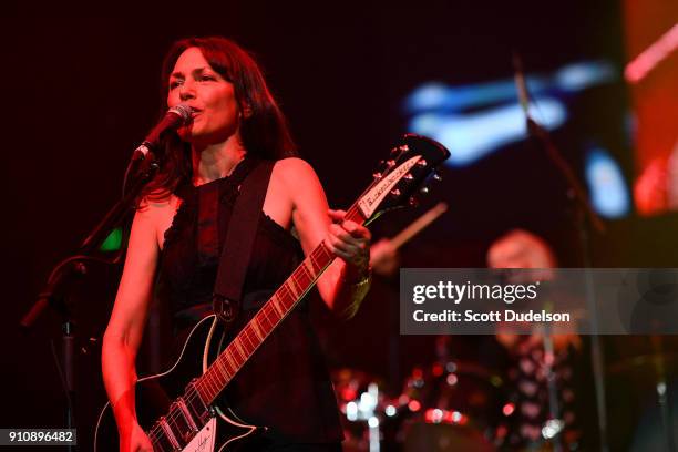 Singer Susanna Hoff of The Bangles performs onstage during KEarth's Totally 80's Show at Honda Center on January 26, 2018 in Anaheim, California.