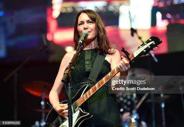 Singer Susanna Hoff of The Bangles performs onstage during KEarth's Totally 80's Show at Honda Center on January 26, 2018 in Anaheim, California.