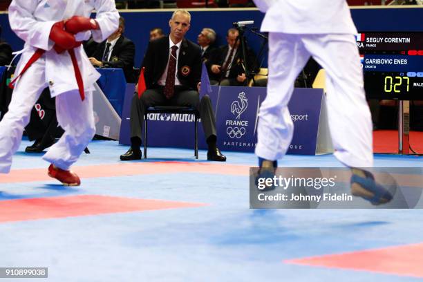 Illustration Logo France Olympics competes during Open Paris Karate 2018, Day 1, at Stade Pierre de Coubertin on January 26, 2018 in Paris, France.