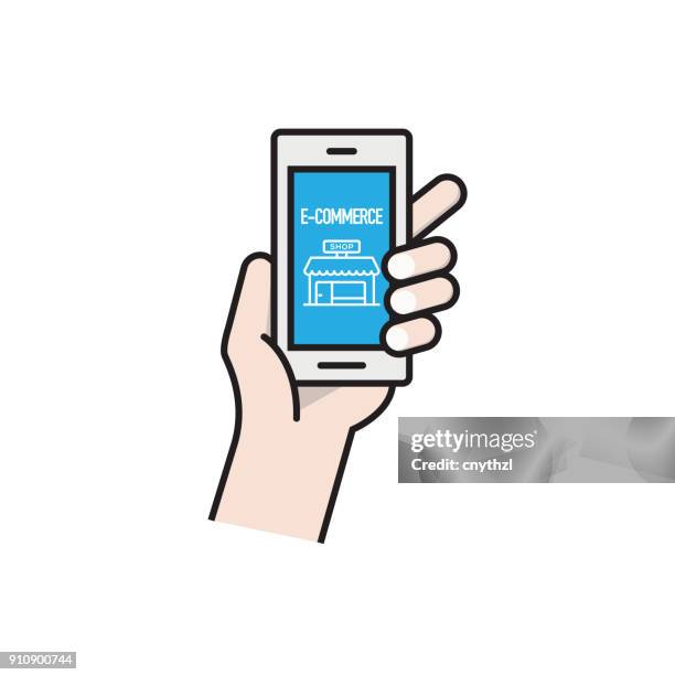e-commerce concept - store manager stock illustrations