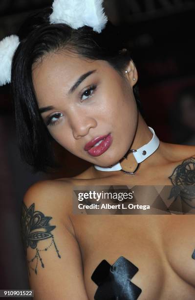 Honey Gold attends the 2018 AVN Adult Entertainment Expo at the Hard Rock Hotel & Casino on January 26, 2018 in Las Vegas, Nevada.