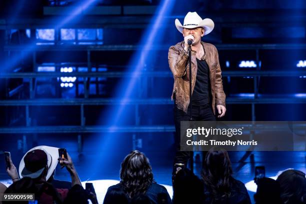 Justin Moore performs at Microsoft Theater on January 26, 2018 in Los Angeles, California.