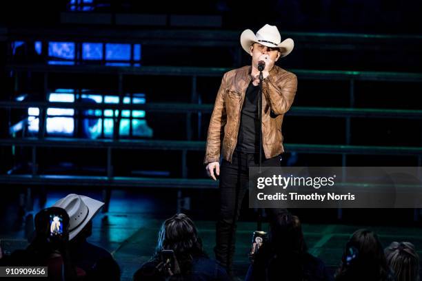 Justin Moore performs at Microsoft Theater on January 26, 2018 in Los Angeles, California.