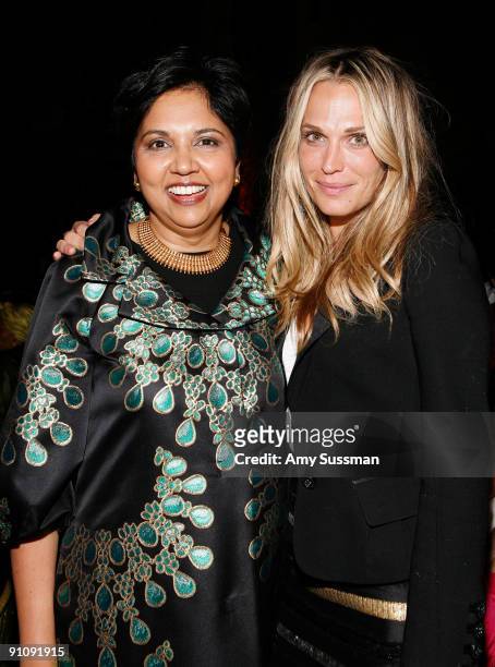 Of PepsiCo, Indra Nooyi and actress Molly Sims attend the 4th Important Dinner for Women hosted by HM Queen Rania Al Abdullah, Wendi Murdoch and...