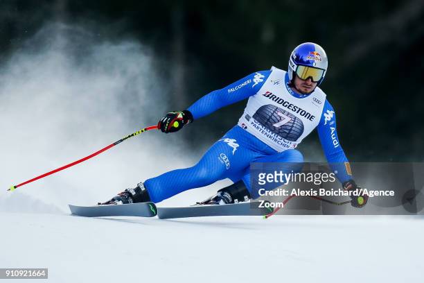 Dominik Paris of Italy competes during the Audi FIS Alpine Ski World Cup Men's Downhill on January 27, 2018 in Garmisch-Partenkirchen, Germany.