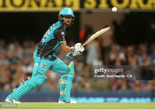 Brisbane player Alex Ross looks to run during the Big Bash League match between the Brisbane Heat and the Melbourne Renegades at The Gabba on January...