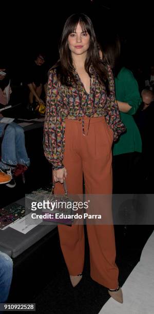 Actris Cristina Abad is seen at the Ailanto show during Mercedes-Benz Fashion Week Madrid Autumn/ Winter 2018-19 at Ifema on January 26, 2018 in...