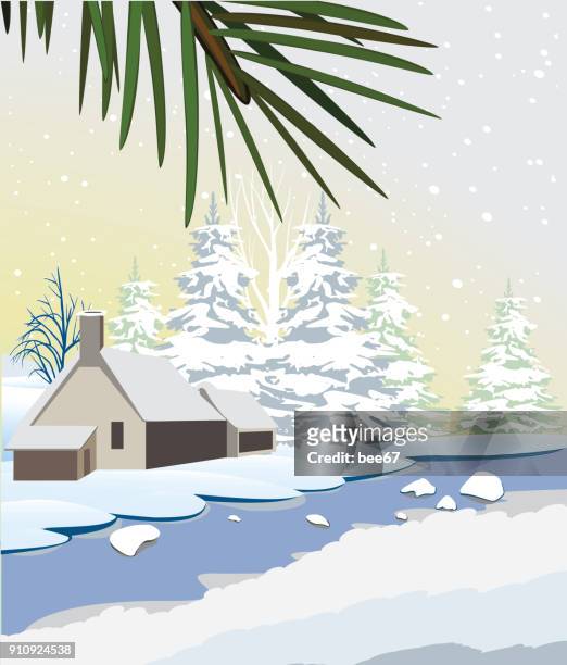 schöne winter landschaft - österreich winter stock-grafiken, -clipart, -cartoons und -symbole