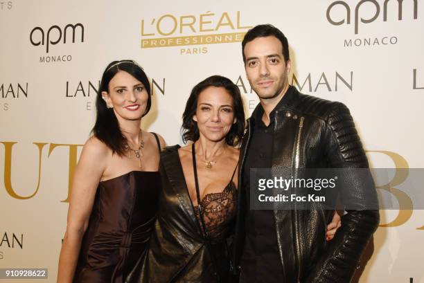 Sylvie Ortega Munos, Sandra Zeitoun de Matteis and Tarek Boudali attend the "The Couture Ball" Le Jean Paul Benielli Show Party at Le Mona Bismarck...