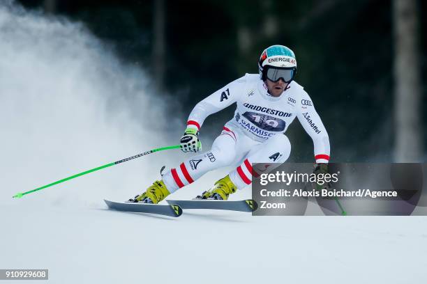 Vincent Kriechmayr of Austria competes during the Audi FIS Alpine Ski World Cup Men's Downhill on January 27, 2018 in Garmisch-Partenkirchen, Germany.