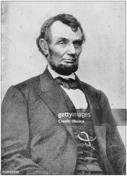 antique photograph of people from the world: abraham lincoln - usa president stock illustrations