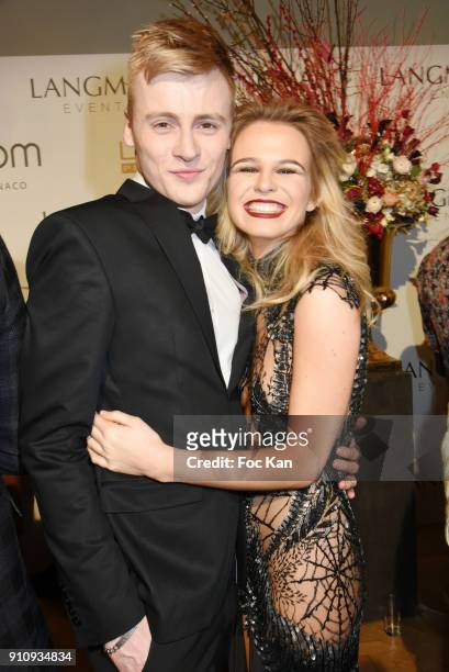Julie Jardon and her brother attend the "The Couture Ball" Le Jean Paul Benielli Show Party at Le Mona Bismarck on January 26, 2018 in Paris, France.