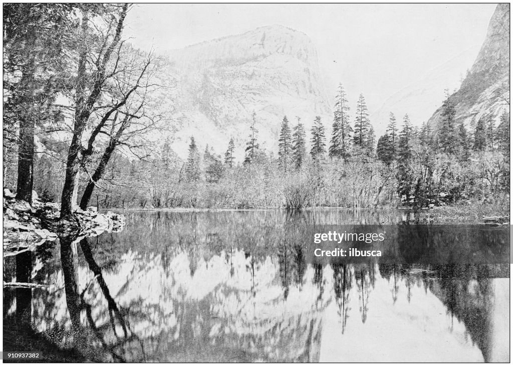 Antikes Foto des weltweit berühmten Sehenswürdigkeiten: Mirror Lake, Yosemite, Kalifornien, USA