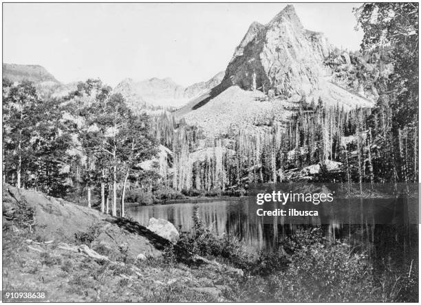 antique photograph of world's famous sites: lake blanche, utah - lake blanc stock illustrations