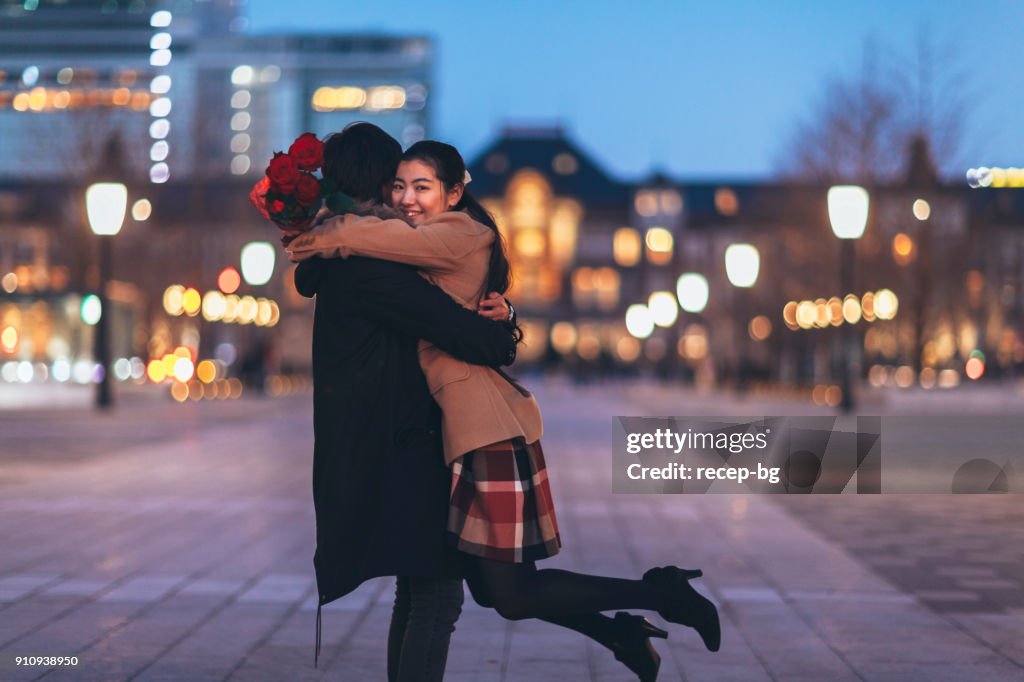 Happy Couple Hugging Each Other
