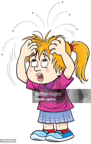 girl with lice - louse stock illustrations
