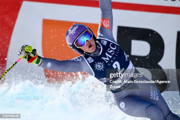 Tessa Worley of France takes 1st place during the Audi FIS Alpine Ski World Cup Women's Giant Slalom on January 27, 2018 in Lenzerheide, Switzerland.