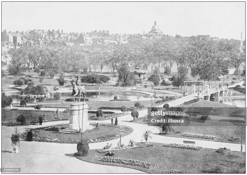 Antique photograph of World's famous sites: Boston Common, Boston, Massachusetts