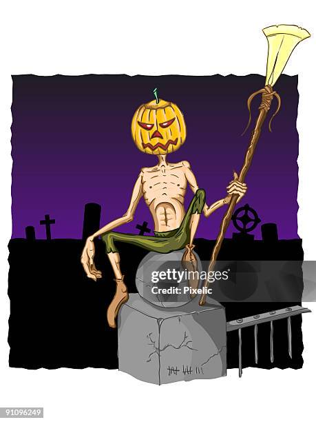 pumpkin king - graveyard background stock illustrations