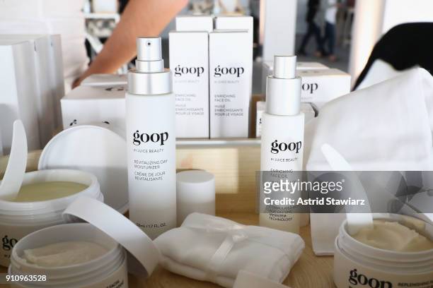 Goop products on display at the in goop Health Summit on January 27, 2018 in New York City.