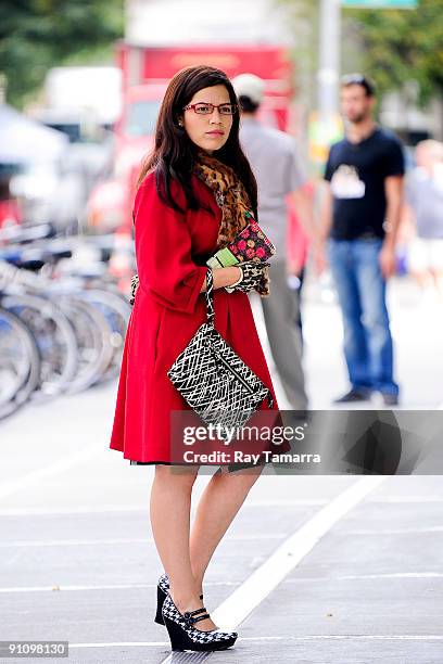 Actress America Ferrera seen on location at the "Ugly Betty" set in Soho on September 23, 2009 in New York City.