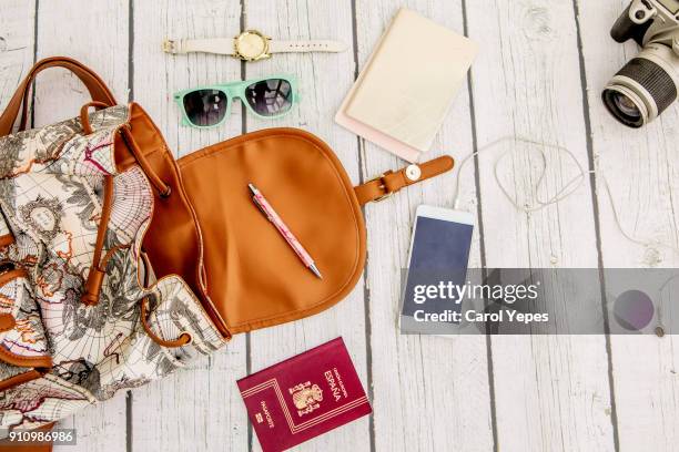 ready to travel.top view - suitcase from above stock pictures, royalty-free photos & images