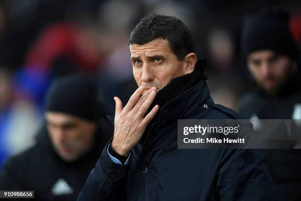 Javi Gracia, Manager of Watford looks on prior to The Emirates FA Cup Fourth Round match between Southampton and Watford at St Mary's Stadium on...