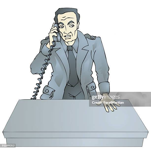 detektiv am telefon - fbi stock-grafiken, -clipart, -cartoons und -symbole