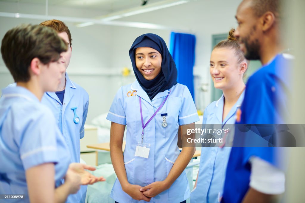 Young relaxed nursing students