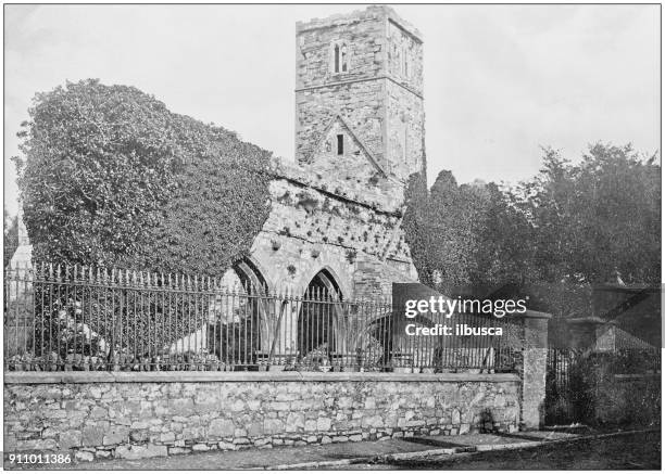 antique photograph of world's famous sites: abbey, sligo, ireland - sligo stock illustrations