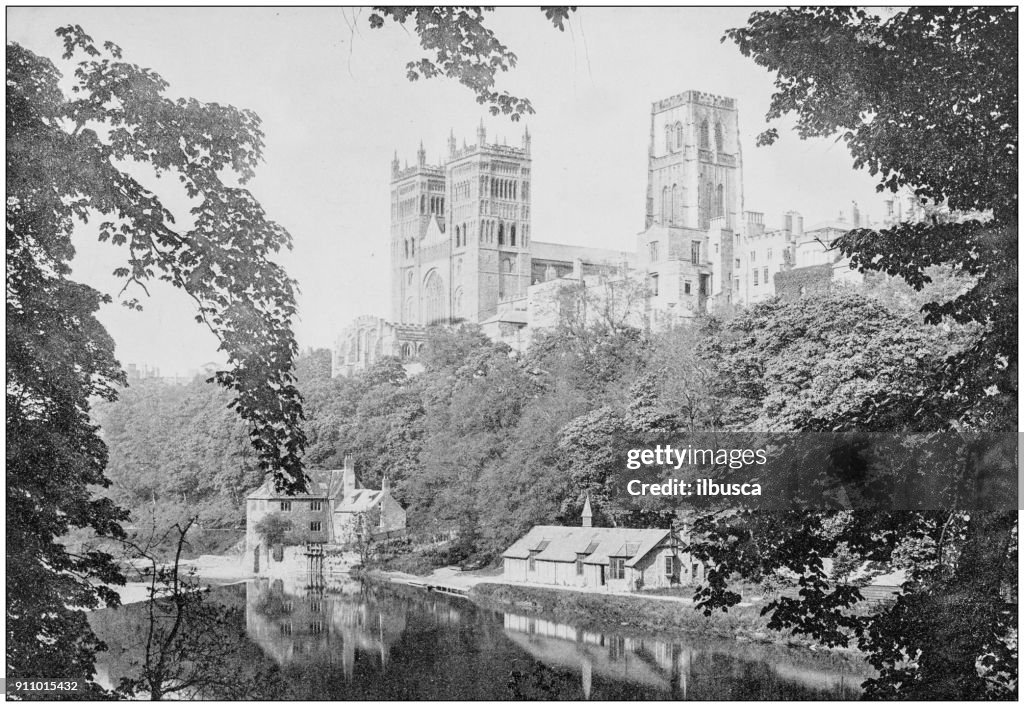 Antique photograph of World's famous sites: Durham Cathedral, England